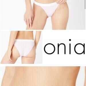 ONIA Lelia ribbed bikini bottom, medium, pink and white